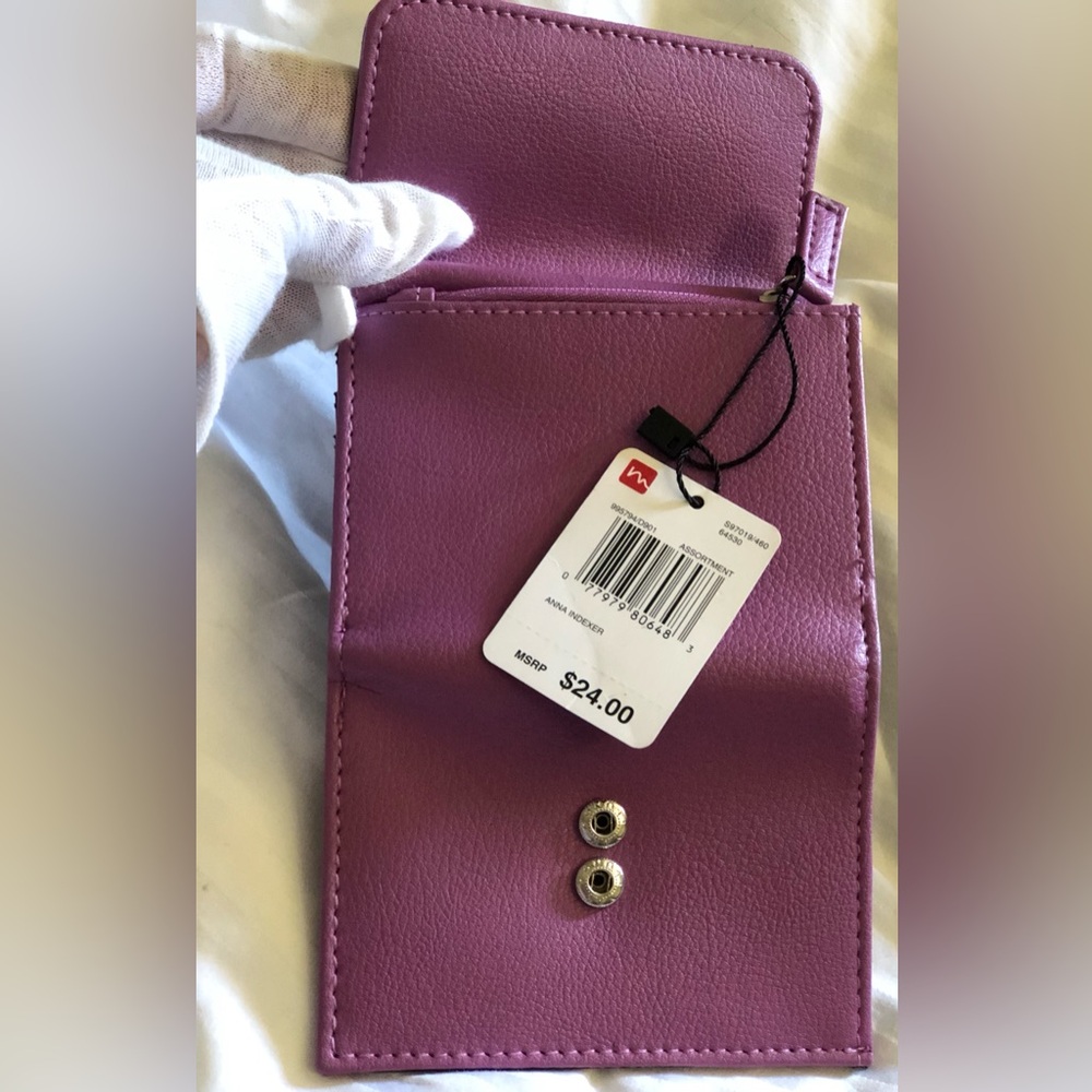Mundi Purple Women's Anna Indexer Trifold Wallet w/zip coin compartment NWT!